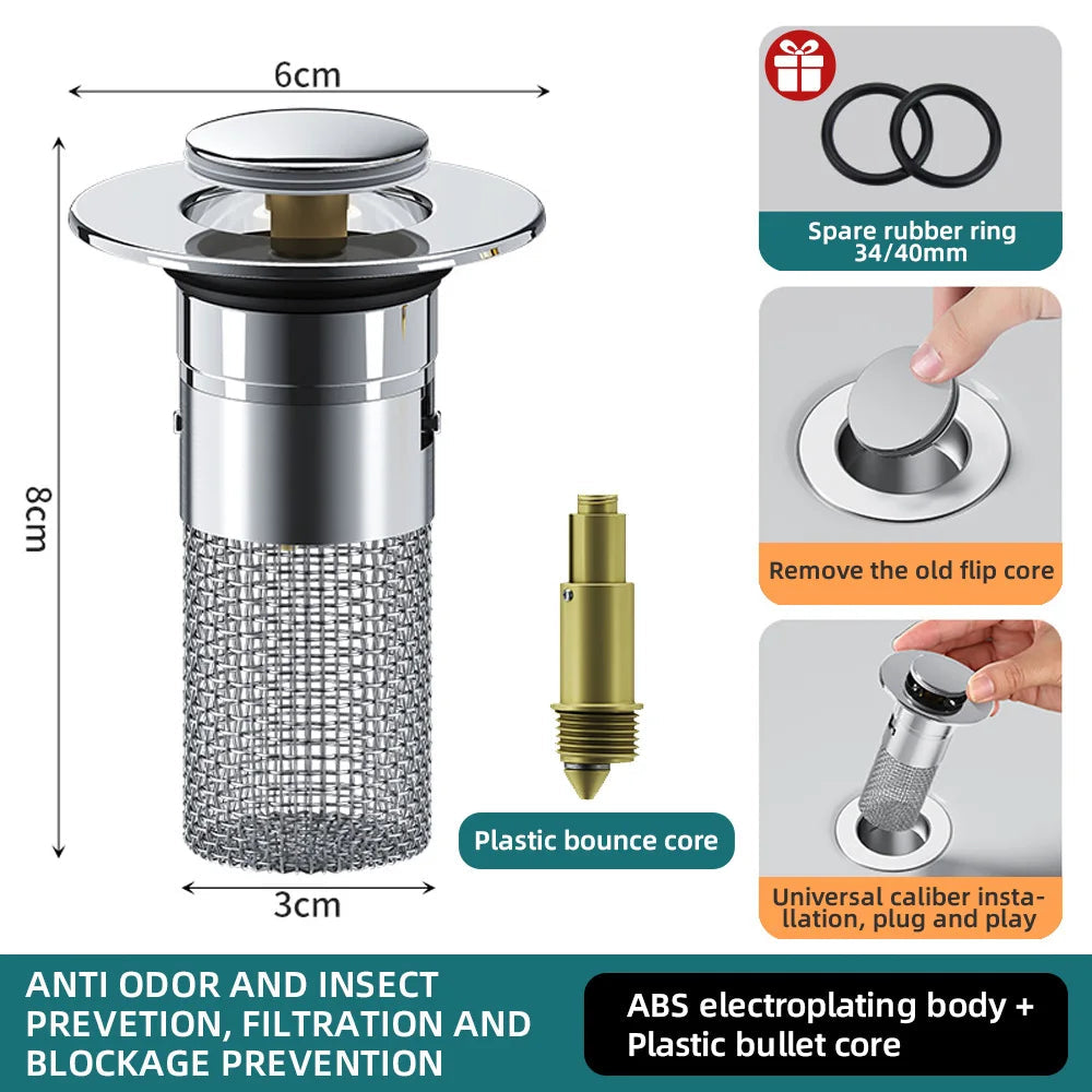Auto-Rise Anti-Clog Sink Filter